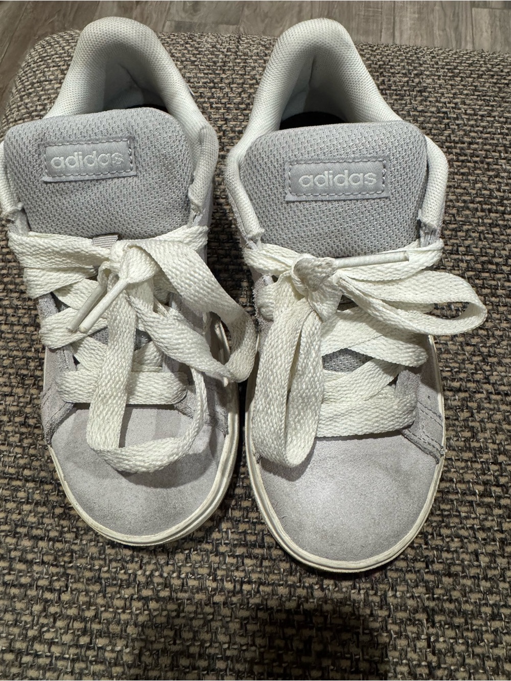 adidas Kids Light Gray & White Low-Top Sneakers